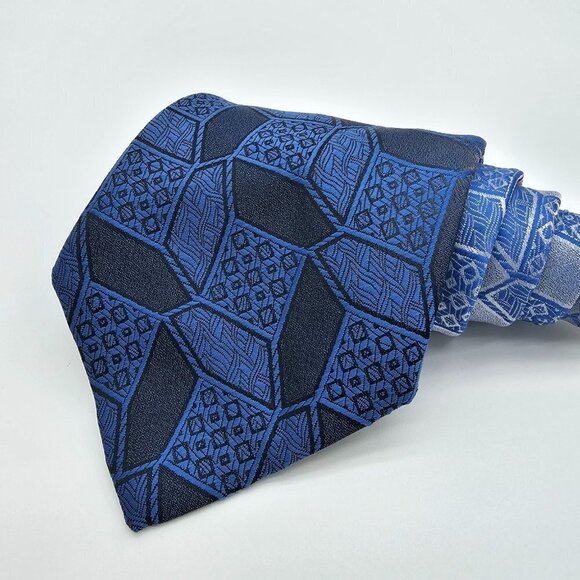 Men's Formal Business Tie, Blue and Grey - Picture 3 of 4